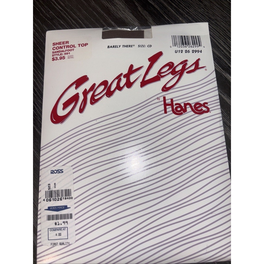 Great Legs By Hanes Sheer Control Top Pantyhose Sz CD Barely There